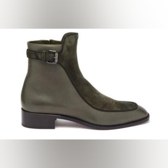 Christian Louboutin Ecritoir Suede and Leather Ankle Boot